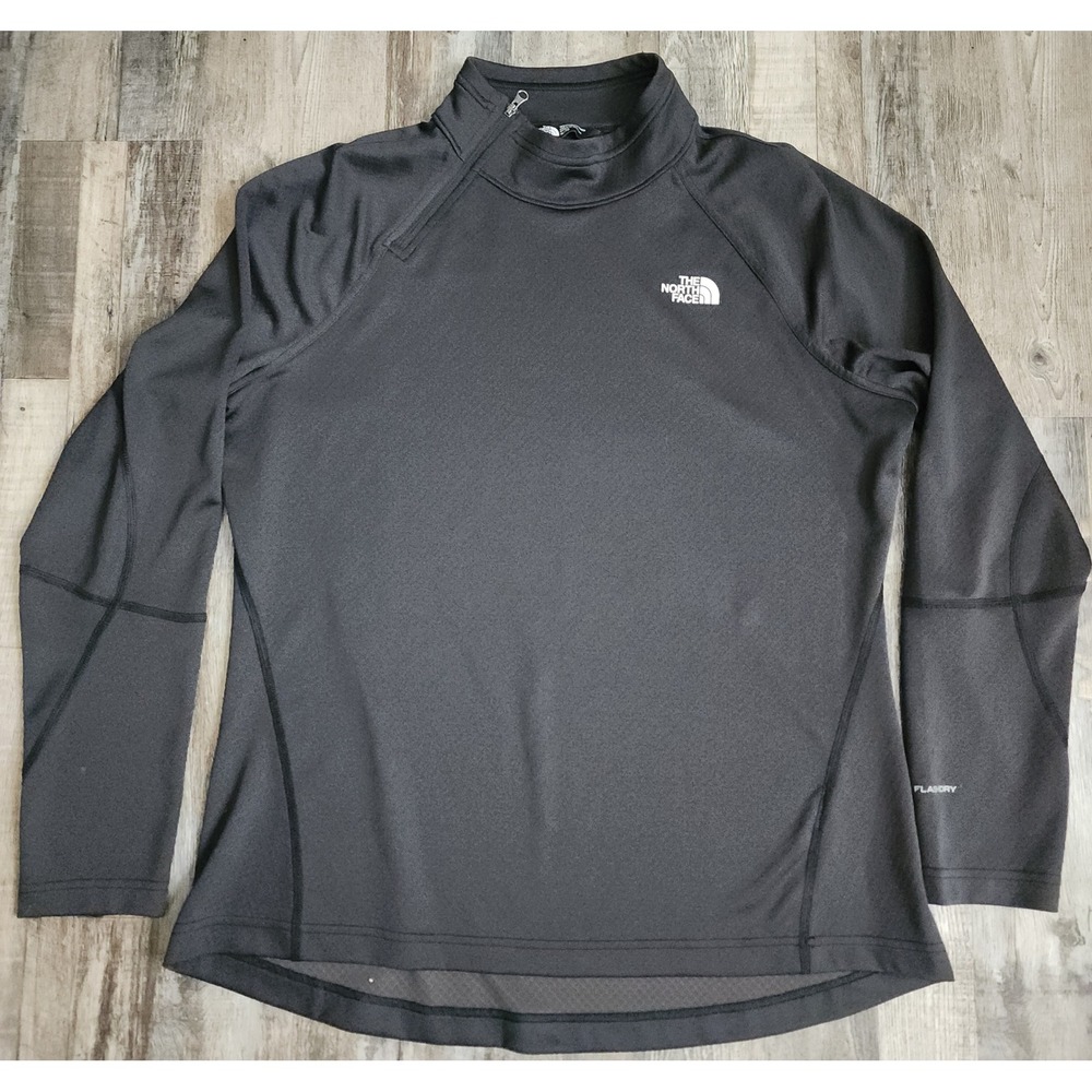 The North Face Pullover Womens XL Black FlashDry Asymmetrical Quarter Zip Top